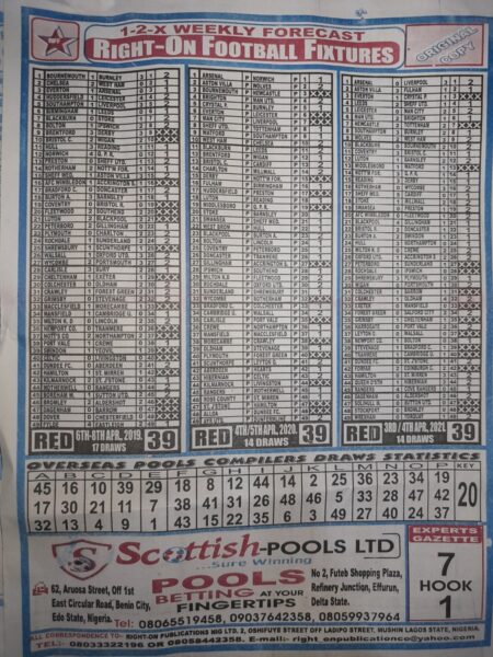 week 39 right on fixtures 2022 back page